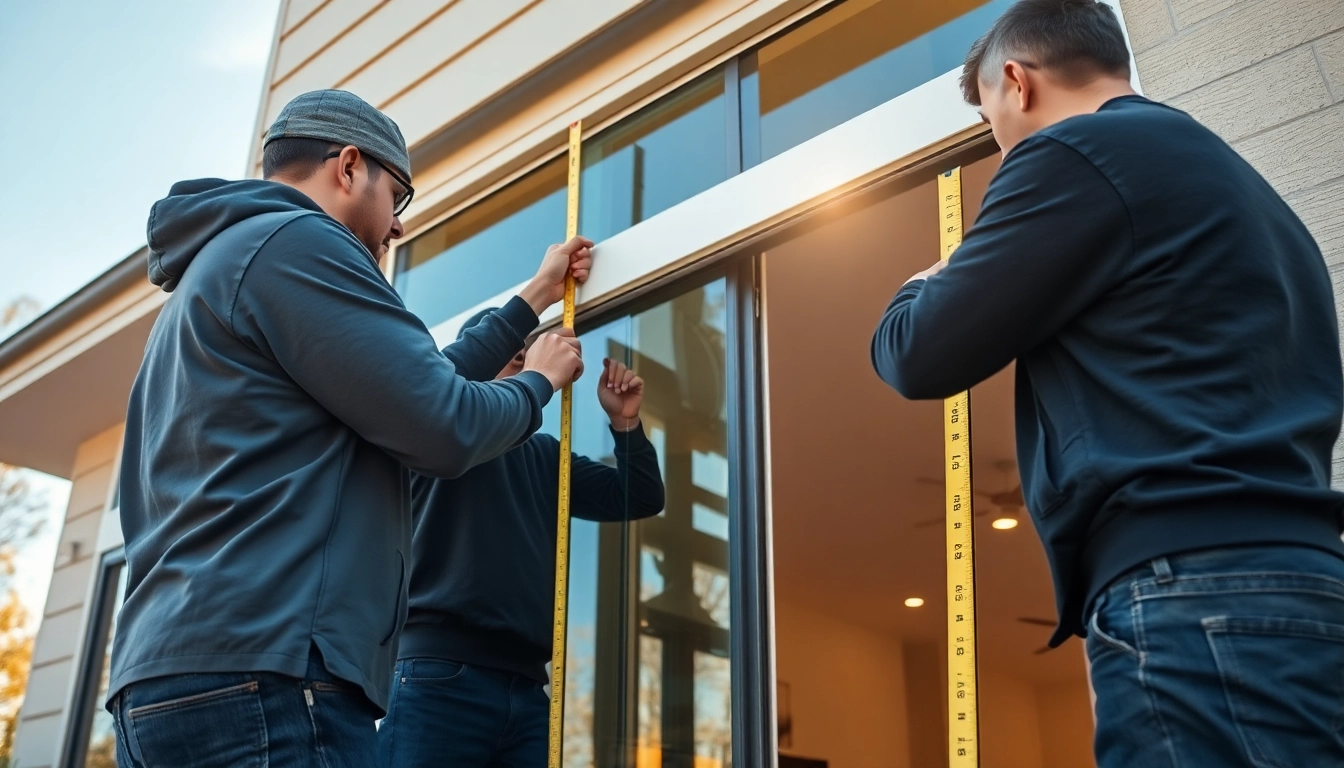 Techs replace a sliding glass door during a home upgrade, revealing a seamless patio view.